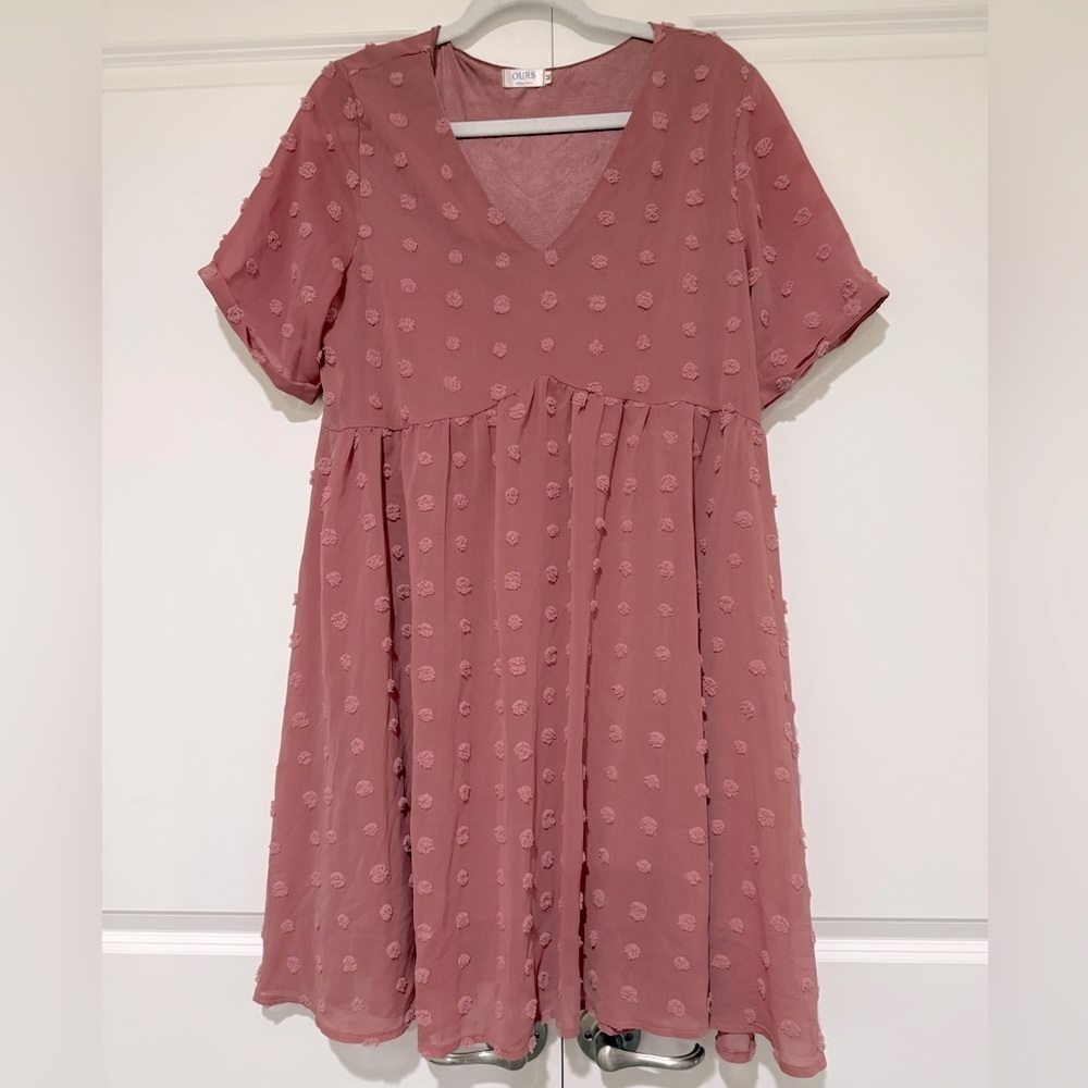 Ours Chiffon Swiss dot baby doll dress NWOT sz M - Picture 3 of 5